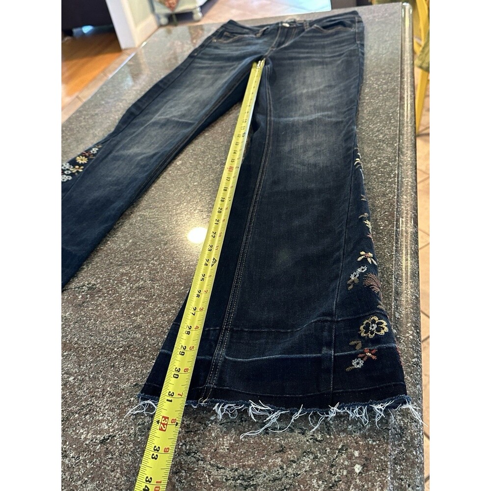 ASHLEY MASON PREMIUM Womens Blue Embroidered Flare Jeans Size 5/27 - Picture 5 of 13